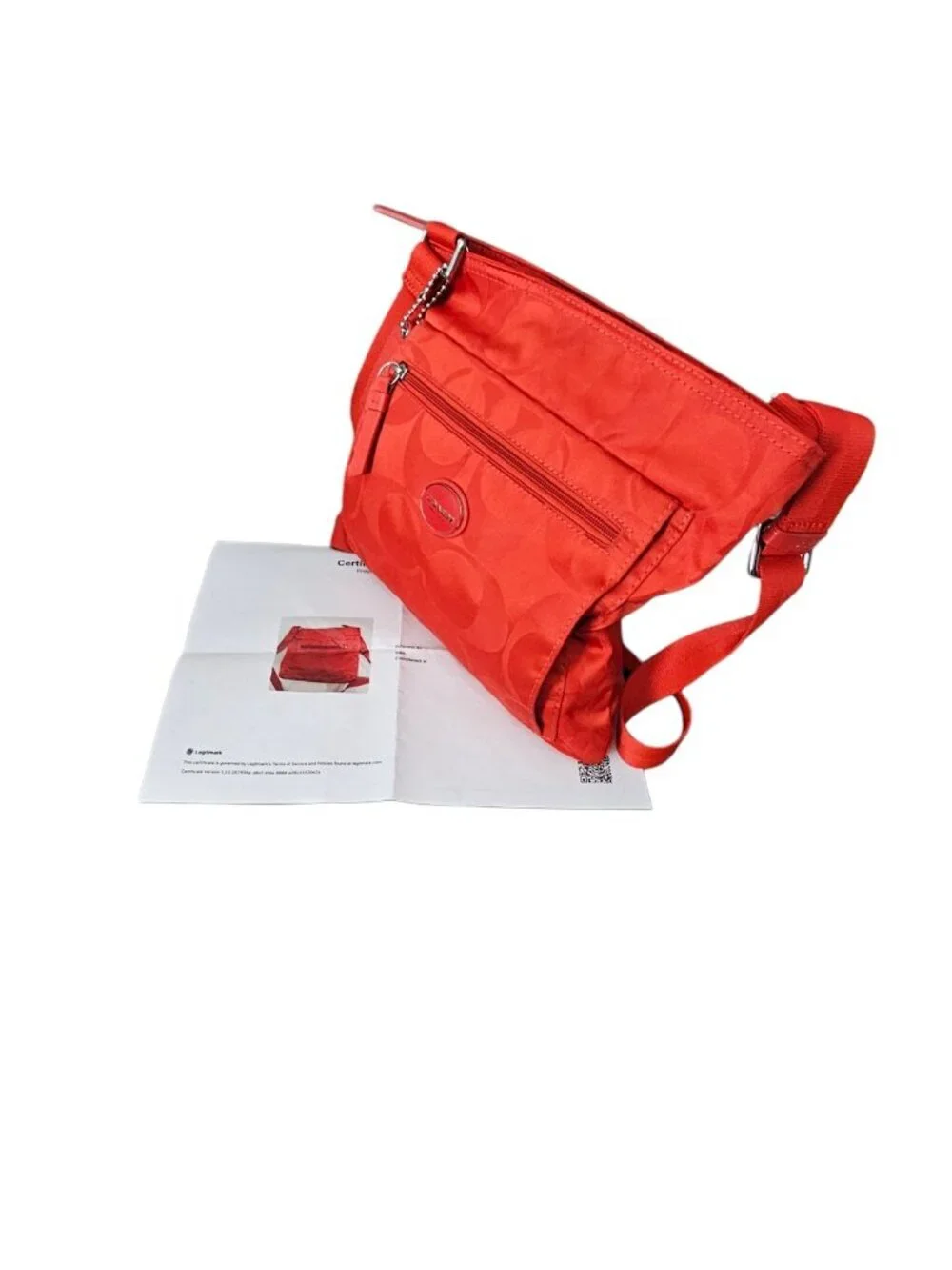 Coach Getaway Signature Nylon File Bag Crossbody Shoulder Bag COA Red F77408